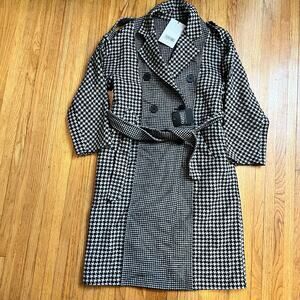 Quaint by Durlana Quantas Coat Womens ICONIC Victoria Wool Houndstooth 38